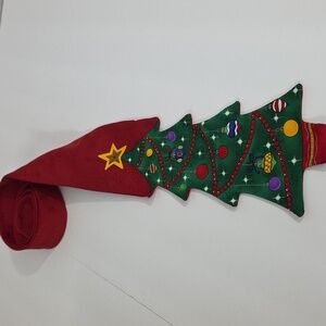 Jolly Holly Christmas Tree Green Red Necktie